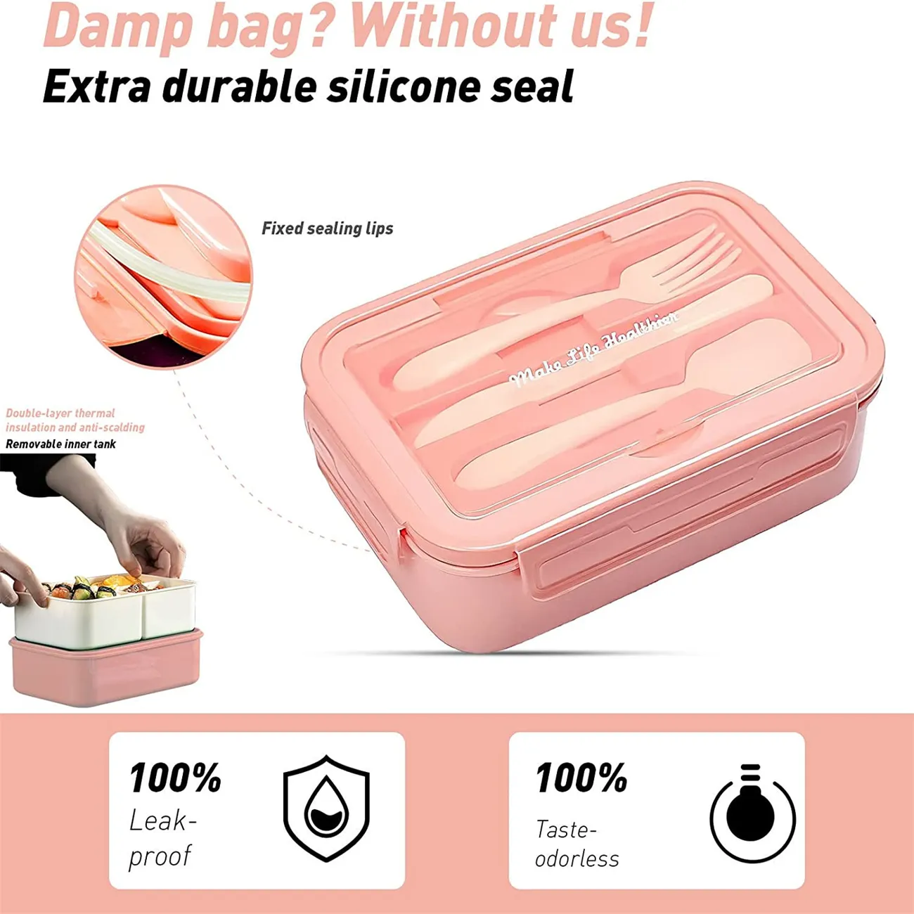 Student Sub-grid Bento Box Toddler or Kid's Fruit Lunch Box Office Workers  Microwave Heating Lunch Box