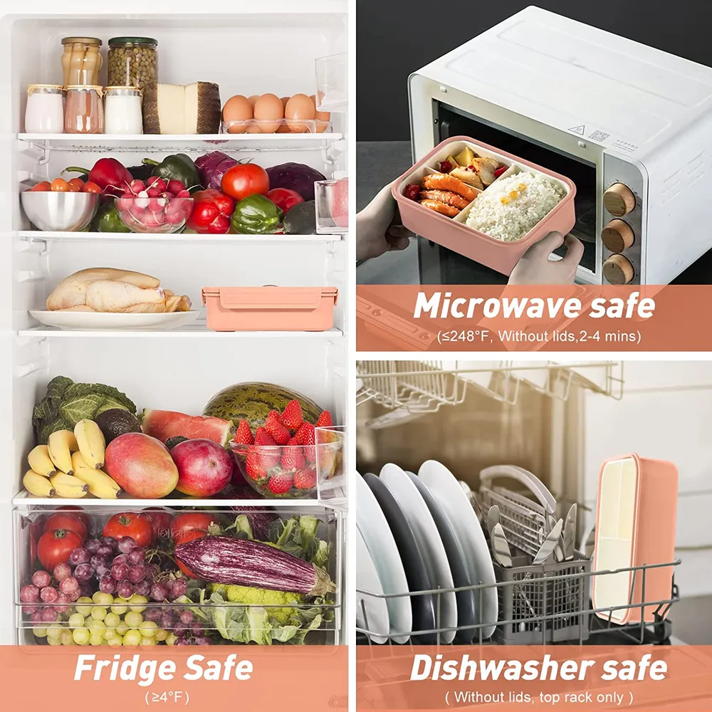 Student Sub-grid Bento Box Toddler or Kid's Fruit Lunch Box Office Workers Microwave Heating Lunch Box big image 3