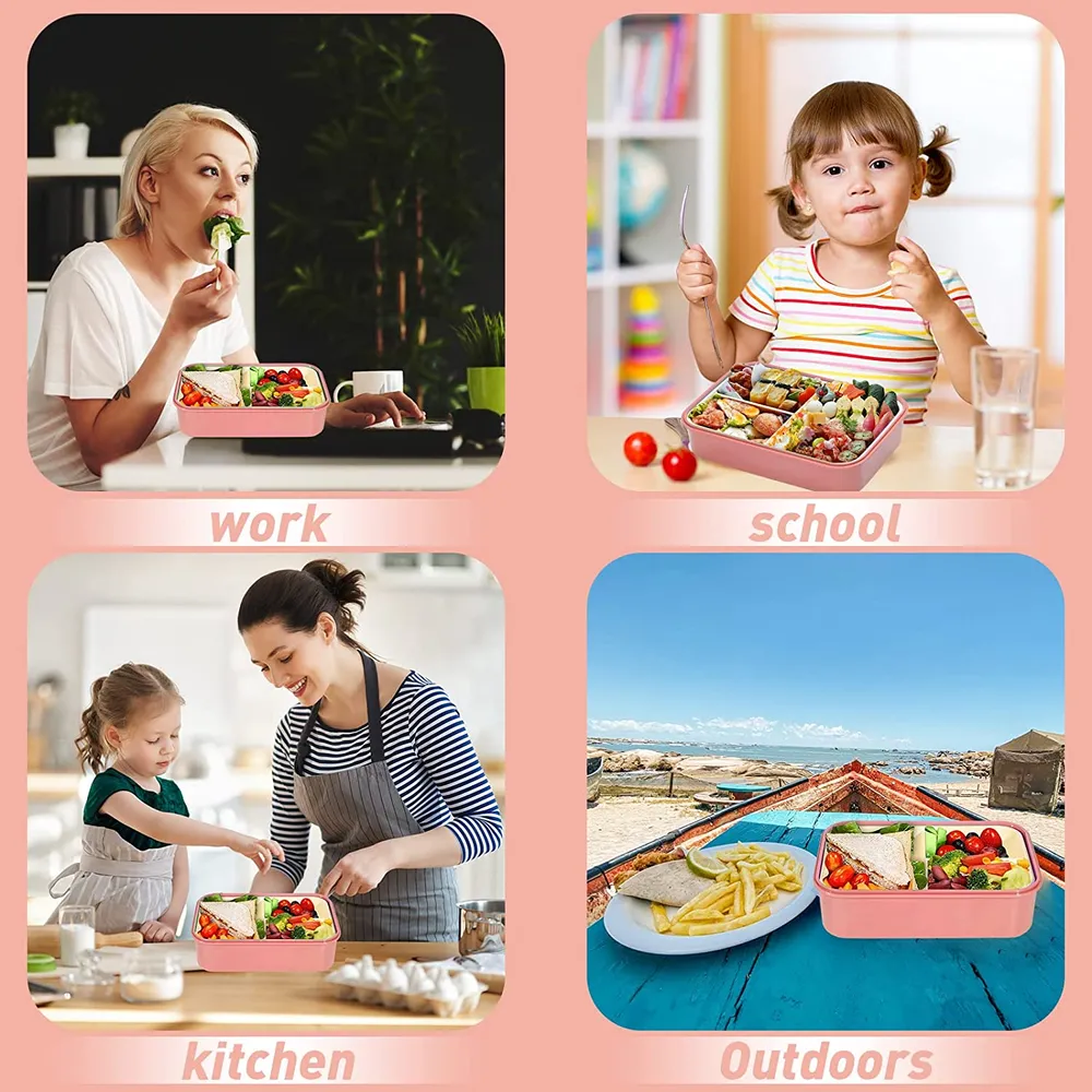 Student Sub-grid Bento Box Toddler or Kid's Fruit Lunch Box Office Workers Microwave Heating Lunch Box big image 4