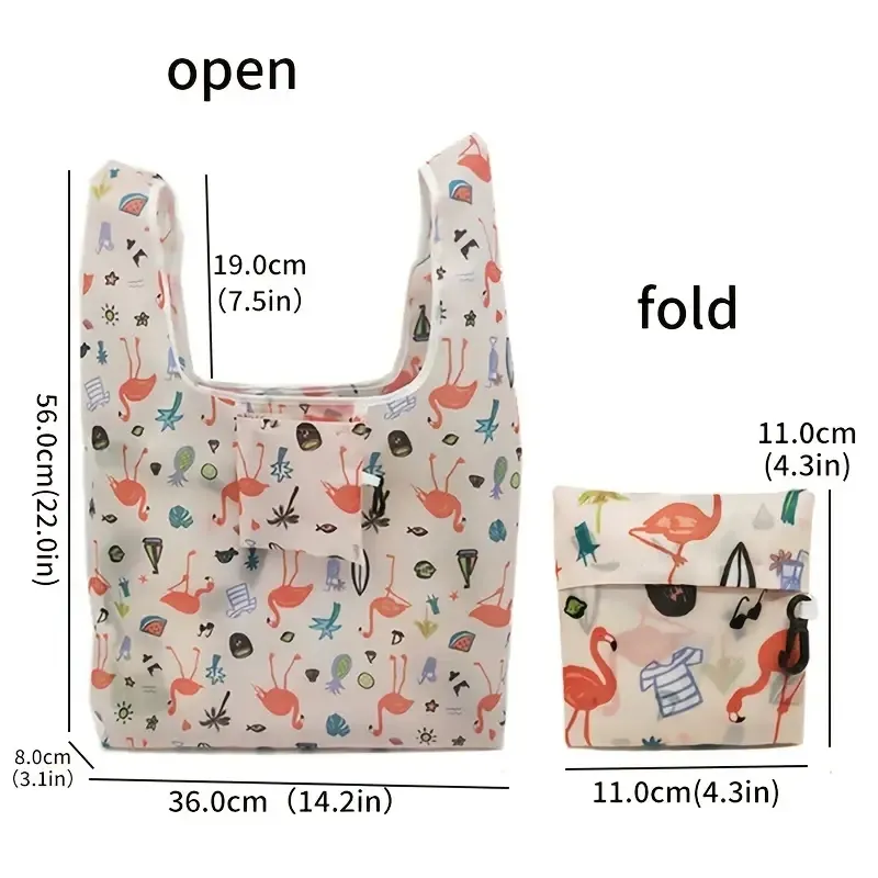 Baixo Carbono Allover Print Shopping Bag Folding Storage Bag Cor-A image 3