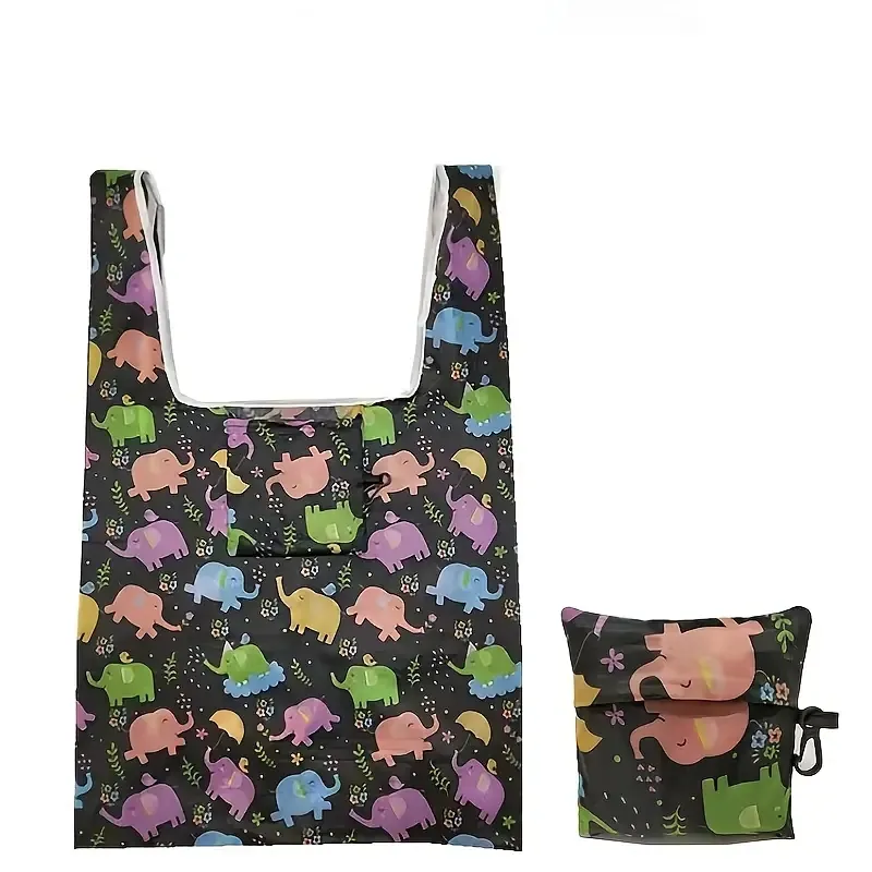 Baixo Carbono Allover Print Shopping Bag Folding Storage Bag Cor-D