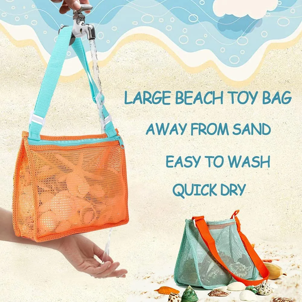 網狀沙灘托特大容量可折疊沙灘玩具袋旅行托特包  big image 2