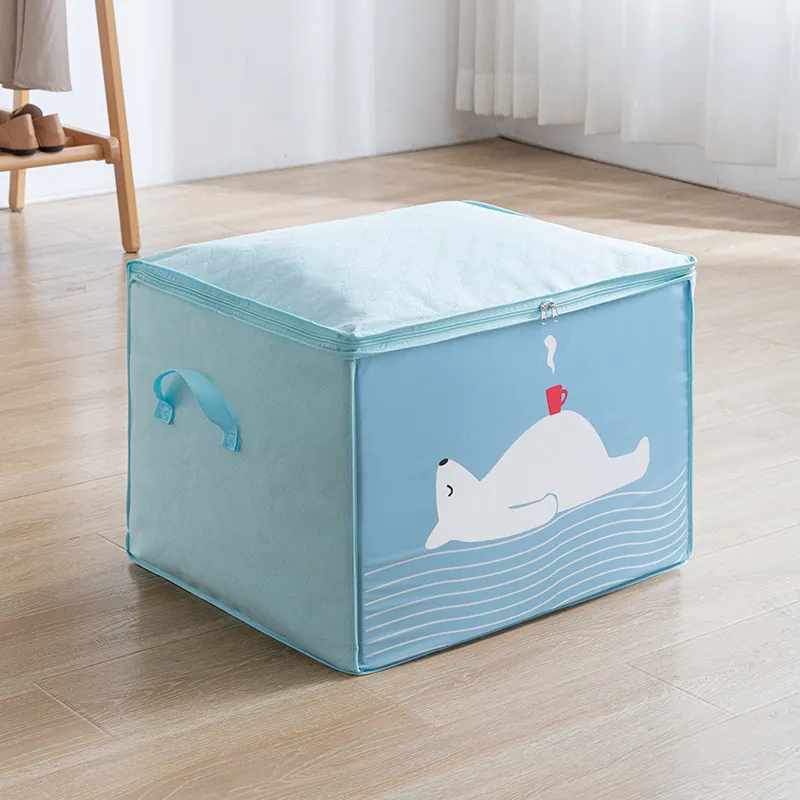 Comforter Storage Bag Non-woven Fabric Waterproof Organizers for Comforters Quilt Duvet Bedding Blue