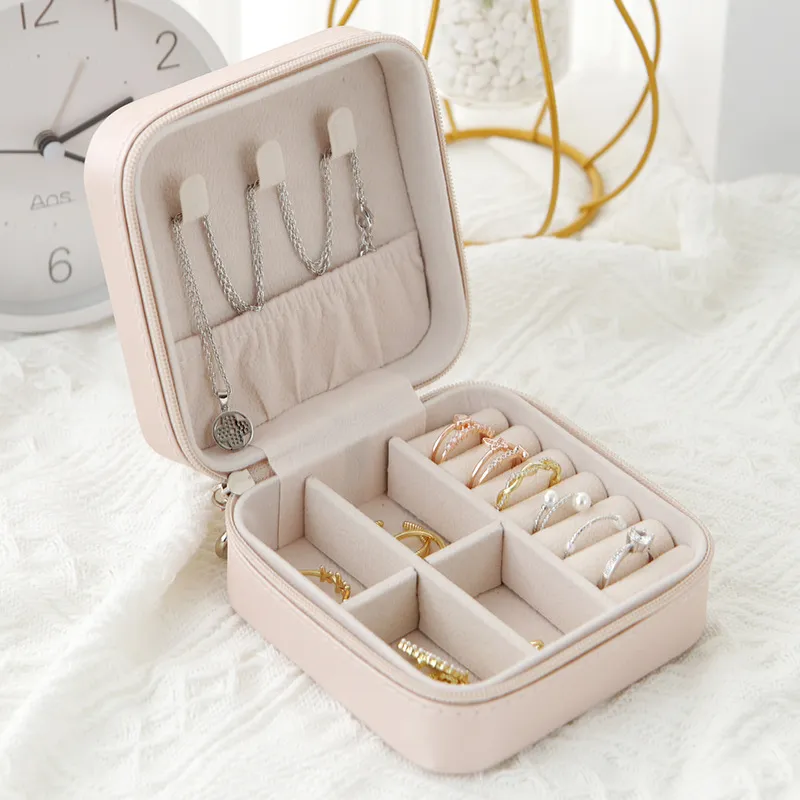 Simple Style Portable Travel Jewelry Storage Box Light Pink big image 1