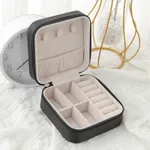 Simple Style Portable Travel Jewelry Storage Box Black