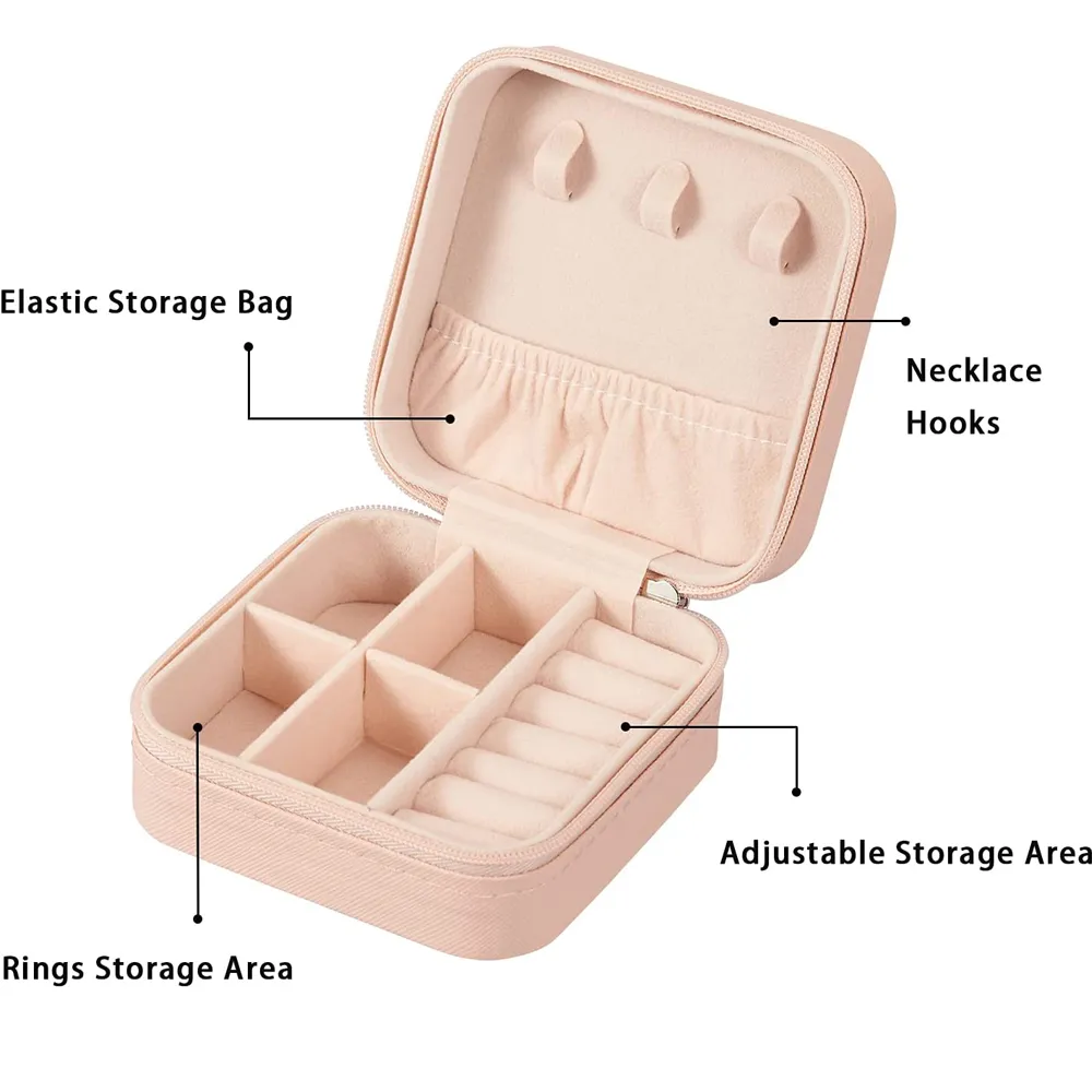 Simple Style Portable Travel Jewelry Storage Box Light Pink image 3