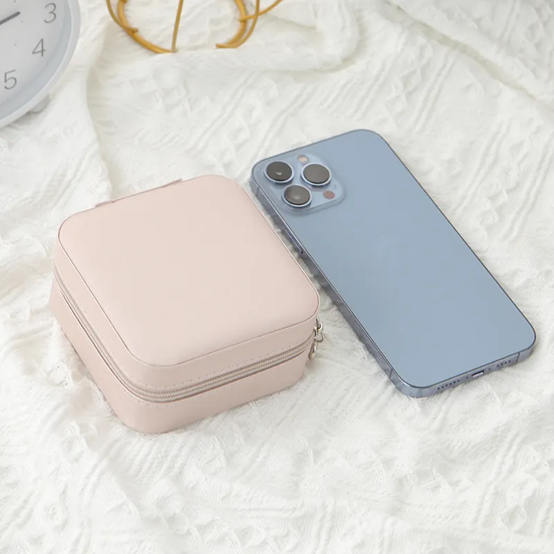 Simple Style Portable Travel Jewelry Storage Box Light Pink image 5