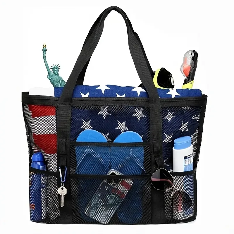 Mesh Beach Tote Large Capacity Beach Toy Bag Travel Tote Bags