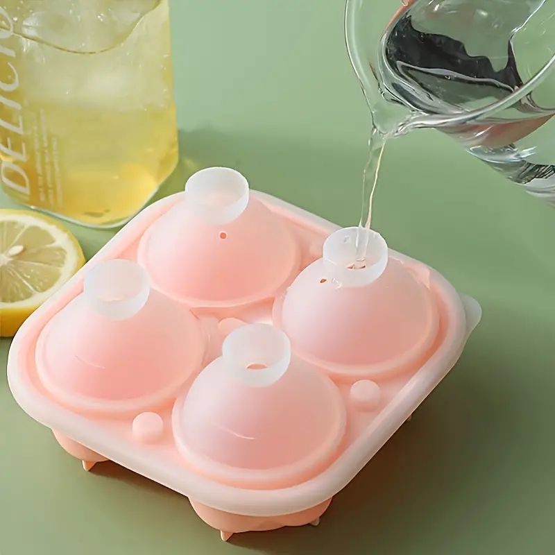 4 Giant Cute Flower Shape Ice 3D Rose Ice Molds With Large Ice Cube Trays