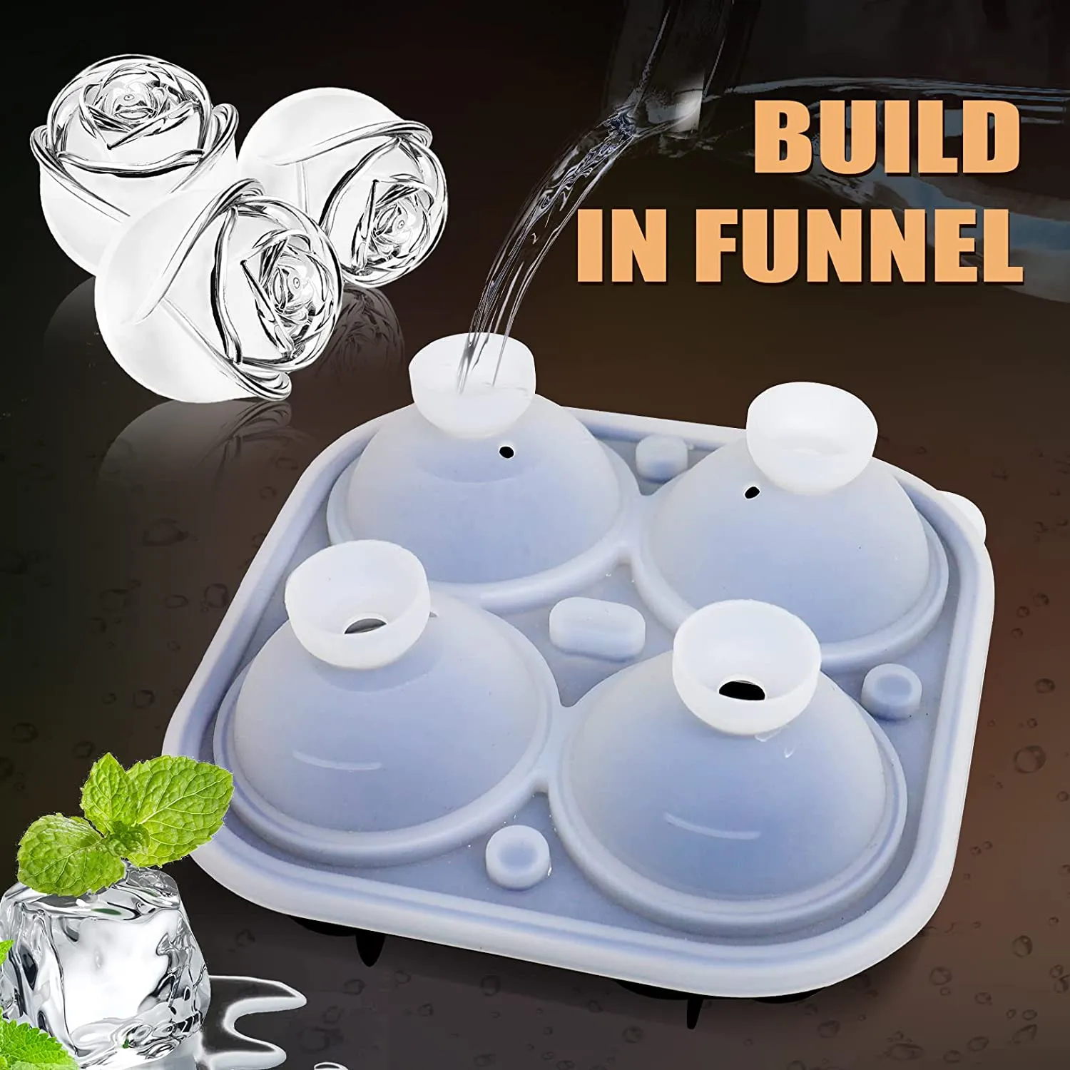 4 Giant Cute Flower Shape Ice 3D Rose Ice Molds with Large Ice Cube Trays Color-A image 6