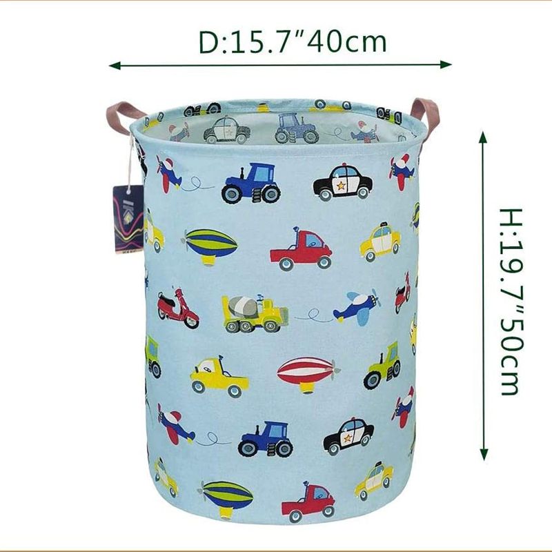 Cartoon Animals/Vehicle Print Laundry Baskets With Handles Collapsible Clothes Hamper Laundry Bin