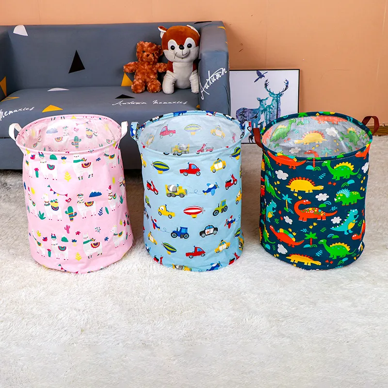 Cartoon Animals/Vehicle Print Laundry Baskets with Handles Collapsible Clothes Hamper Laundry Bin big image 4
