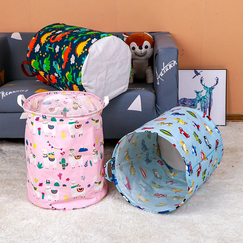 Cartoon Animals/Vehicle Print Laundry Baskets with Handles Collapsible Clothes Hamper Laundry Bin big image 3