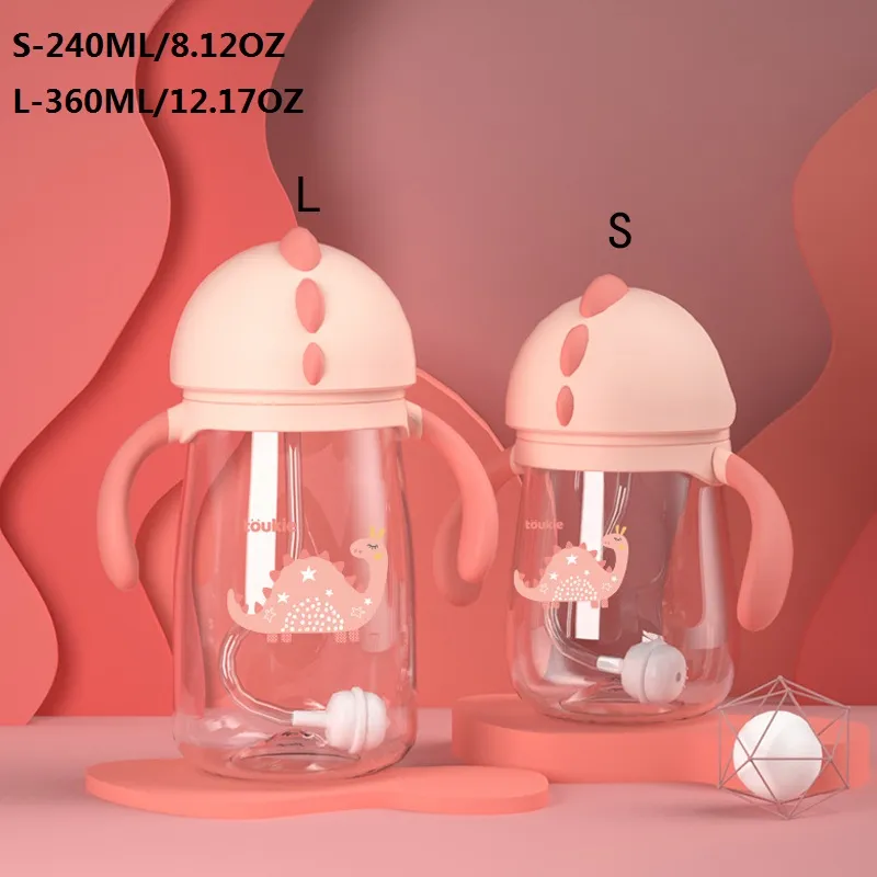 240ml（8.12oz）/360ml（12.17oz） tazza con beccuccio per dinosauro con cannuccia tritan senza bpa bambino beve bottiglie d'acqua tazza da allenamento con manici  big image 7