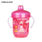 250ML/8.45OZ Hard Spout Sippy Cup with Handle Cartoon Pattern Water Cup for Toddlers Kids Girls Boys Color-A
