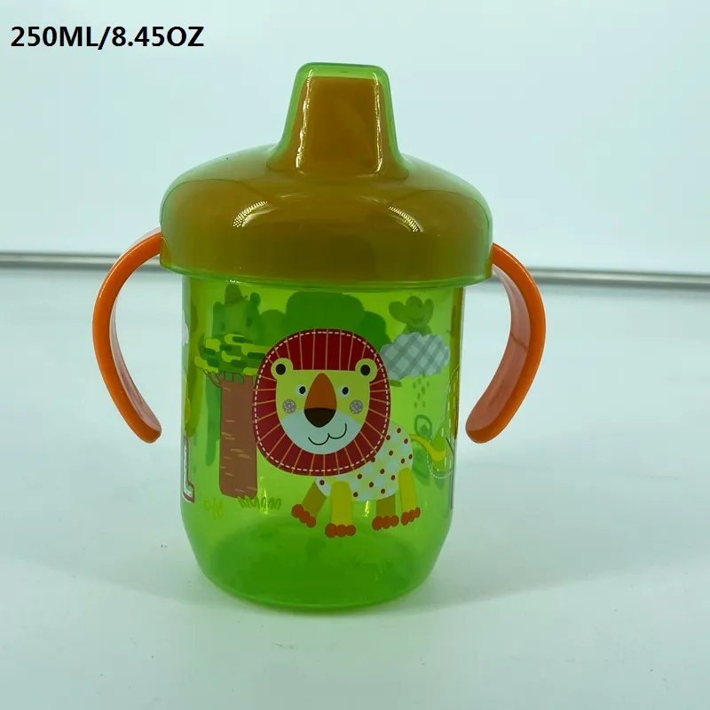 250ML/8.45OZ Hard Spout Sippy Cup with Handle Cartoon Pattern Water Cup for Toddlers Kids Girls Boys Color-C