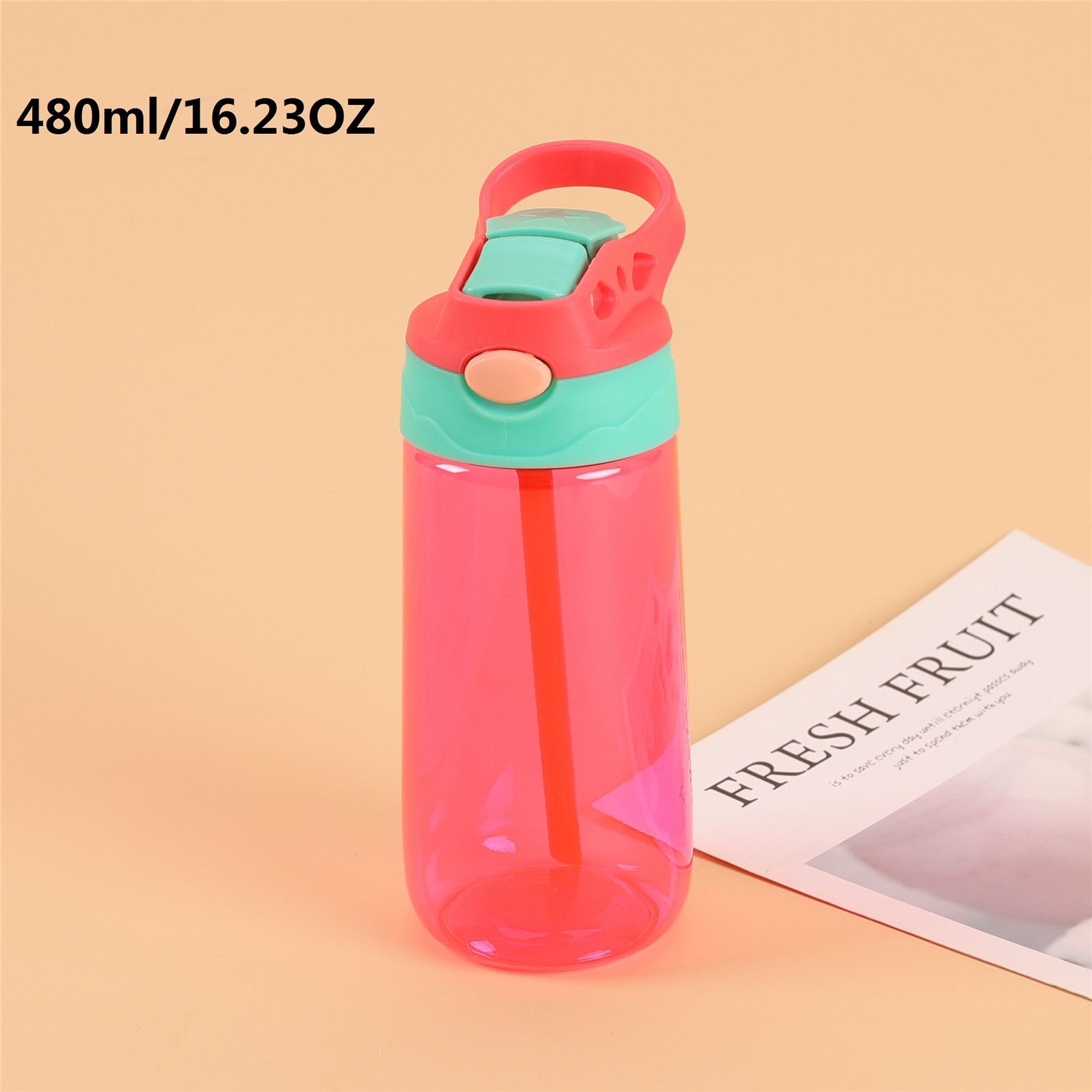 

480ML/16.23OZ Kids Straw Water Bottle Fall-proof Plastic Sippy Cup
