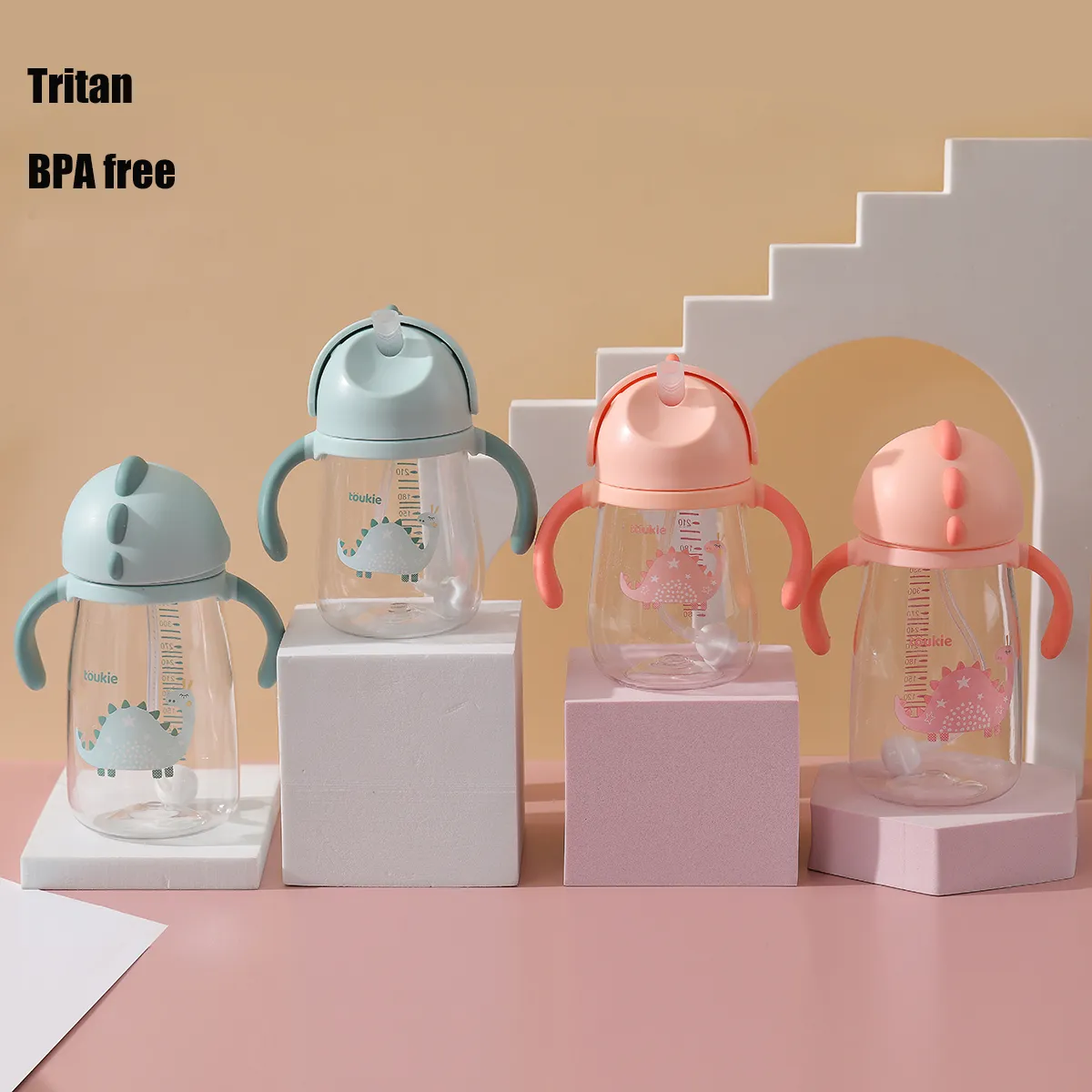 240ml（8.12oz）/360ml（12.17oz） tazza con beccuccio per dinosauro con cannuccia tritan senza bpa bambino beve bottiglie d'acqua tazza da allenamento con manici  big image 8
