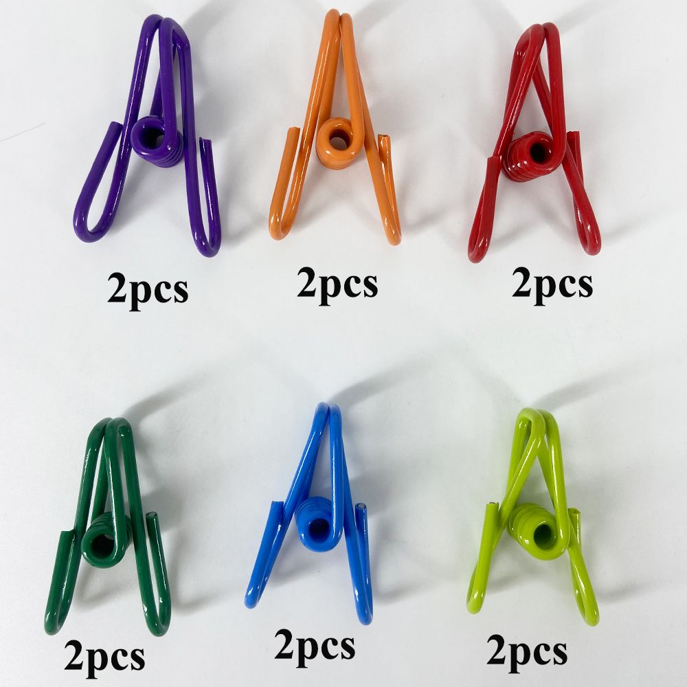 

12 Pcs Chip Clips Assorted Colors Utility Matel Clips Multi-Purpose Metal Wire Clip PVC Coated Bag Clips for Clothespins Paper Clips Food Clips Bag Cl