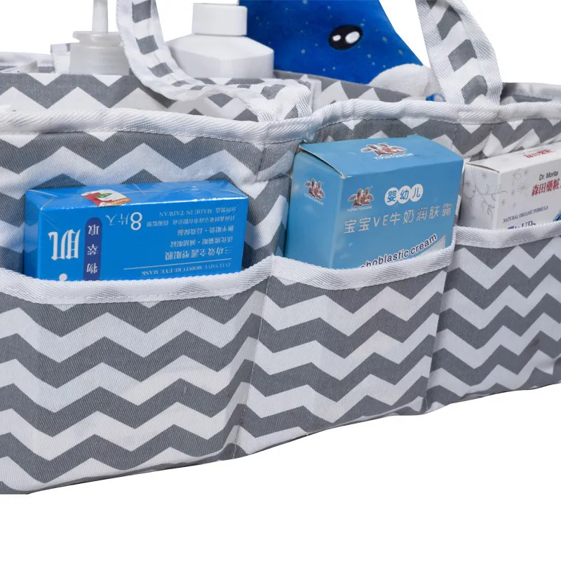 Baby diaper striped pattern large capacity mom handbag storage bag Grey image 5