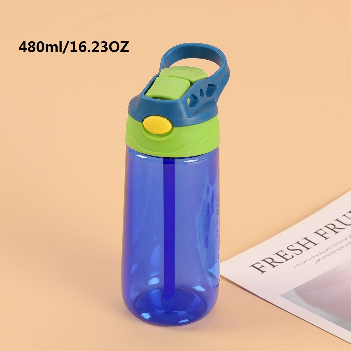 

480ML/16.23OZ Kids Straw Water Bottle Fall-proof Plastic Sippy Cup