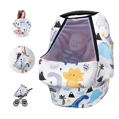 Baby Car Seat Cover Elastic with Breathable Fish Mouth Window Elastic Baby Car Seat Cover Breastfeeding Cover