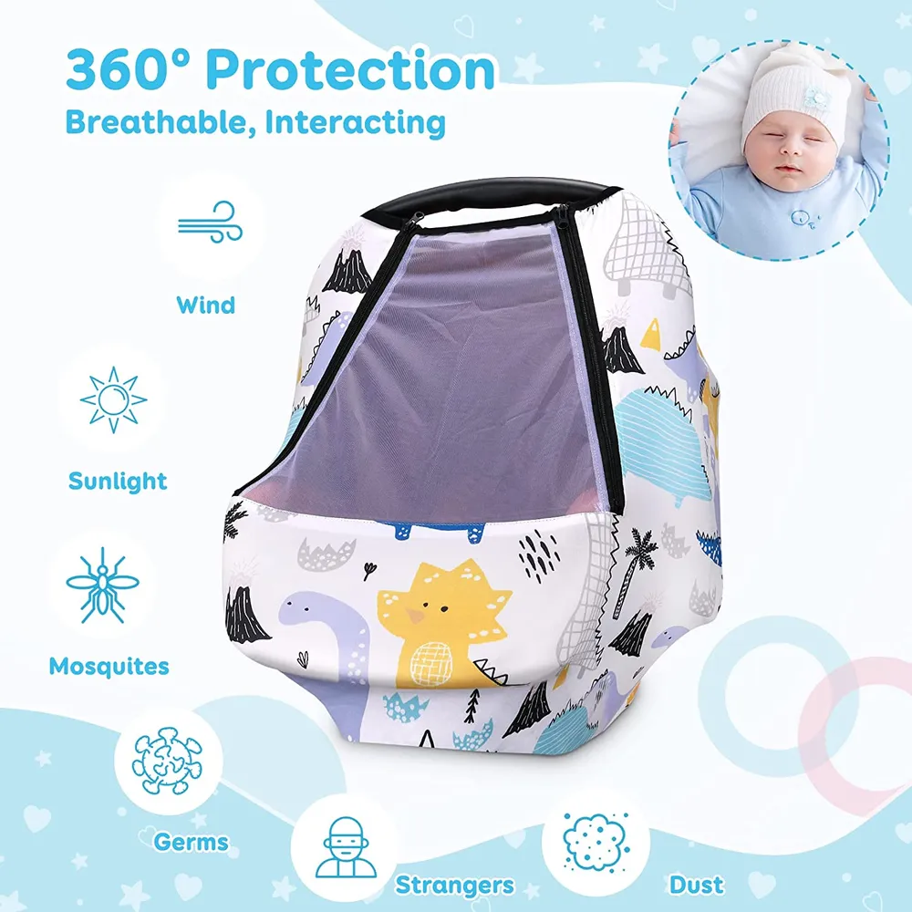 Coprisedile auto per bambini elastico con finestra per bocca di pesce traspirante Coprisedile per auto elastico per bambini Copertura per allattamento al seno big image 3