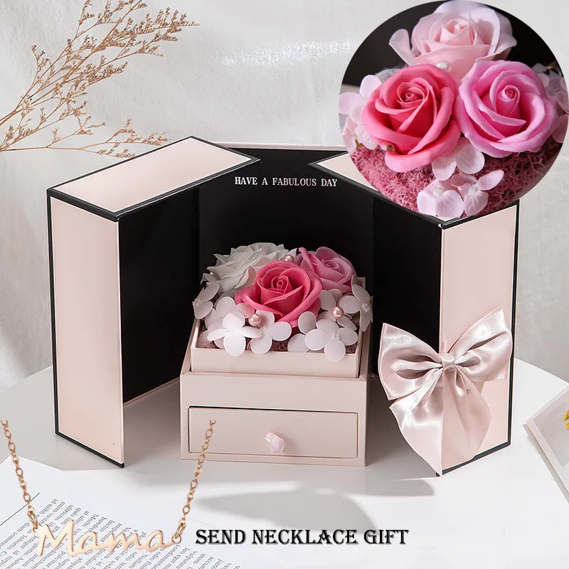 Soap Flower Double Door Gift Box Color-A big image 1