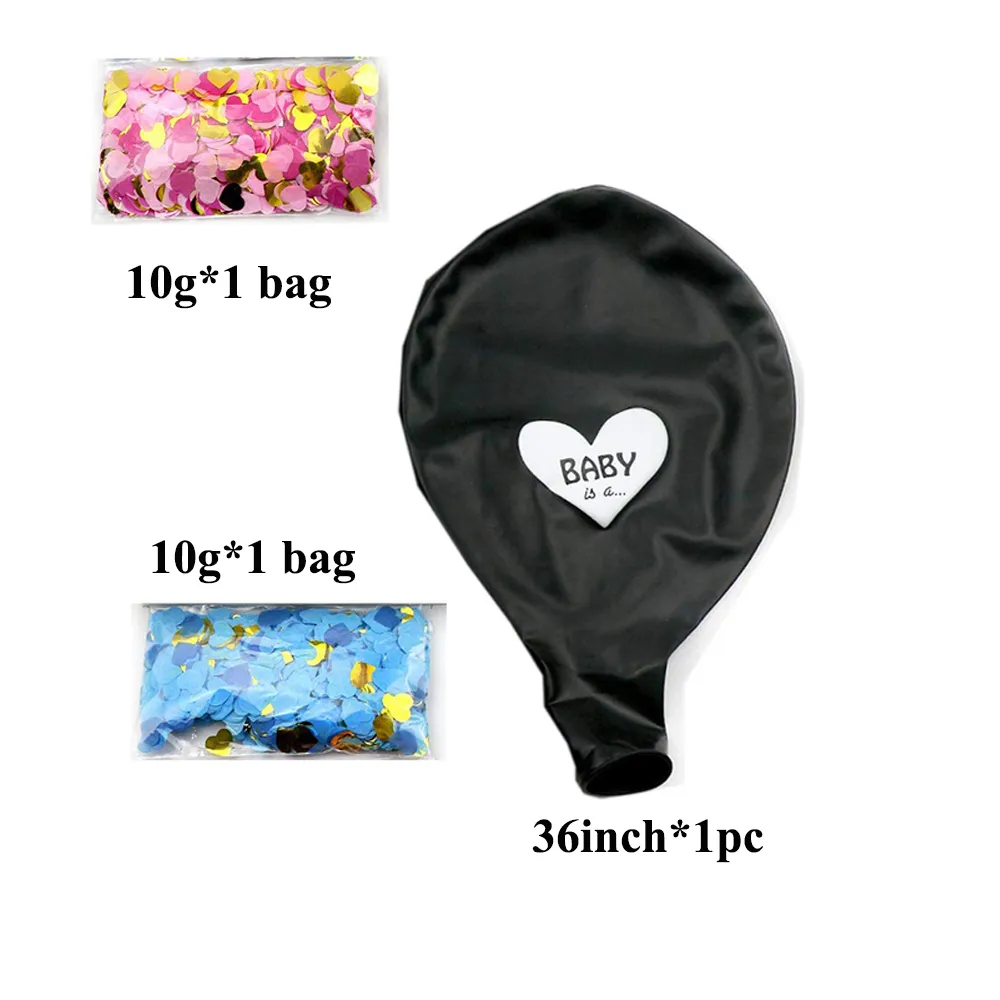 Sweet Baby Co. Jumbo 36 Inch Baby Gender Reveal Balloon, Big Black Balloons with Pink and Blue Heart Shape Confetti Packs for Boy or Girl, Baby Shower Gender Reveal Party Supplies Decoration Kit  image 1