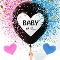 Sweet Baby Co. Jumbo 36 Inch Baby Gender Reveal Balloon, Big Black Balloons with Pink and Blue Heart Shape Confetti Packs for Boy or Girl, Baby Shower Gender Reveal Party Supplies Decoration Kit  image 2