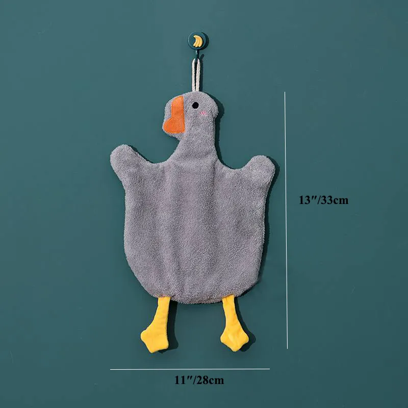 Absorbent Towel for Bathroom Cleaning and Drying Goose Shape Washcloth Grey