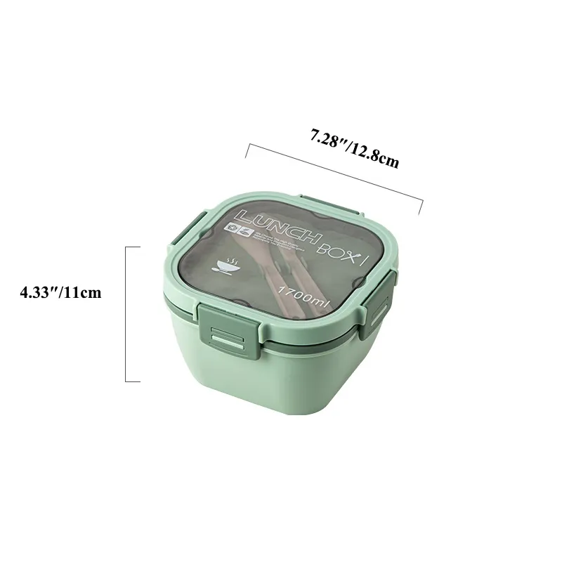 Leak Proof Salad Lunch Container 3 Compartment Bento-Style Tray, Sauce Container, Reusable Cutlery