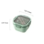Leak Proof Salad Lunch Container 3 Compartment Bento-Style Tray, Sauce Container, Reusable Cutlery Green