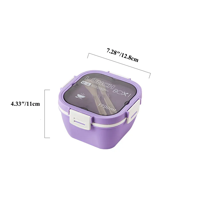 Leak Proof Salad Lunch Container 3 Compartment Bento-Style Tray, Sauce Container, Reusable Cutlery
