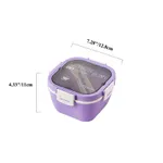 Leak Proof Salad Lunch Container 3 Compartment Bento-Style Tray, Sauce Container, Reusable Cutlery Purple