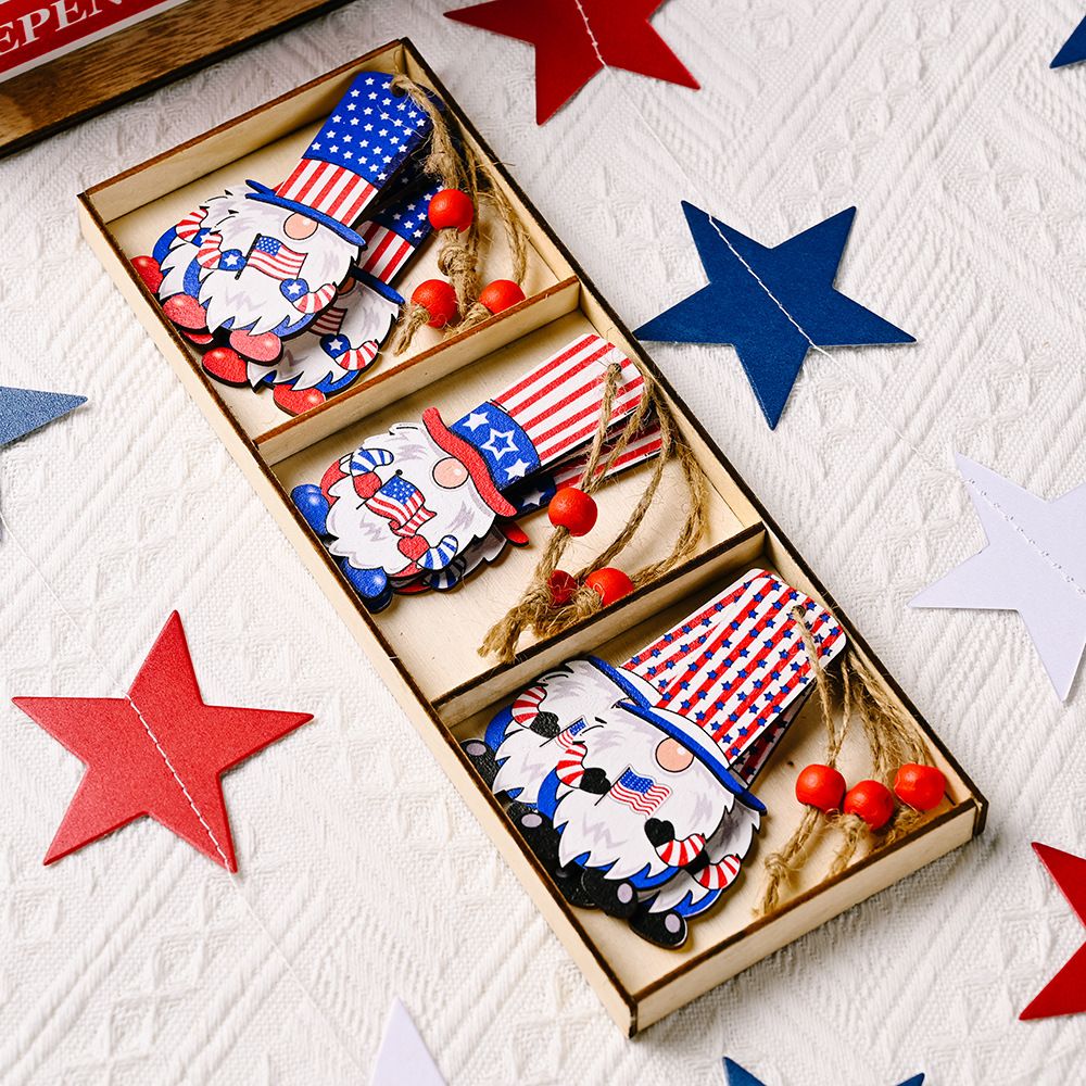 

9-pack Independence Day Wooden Ornaments Hanging Wooden Pendants for 4th of July Party Supplies Decorations
