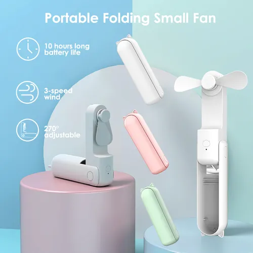 Portable Handheld Fan Mini Pocket Hand Fan USB Rechargeable Foldable Fan Quiet Personal Fan with Power Bank for Indoor Outdoor