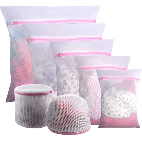 7-pack Mesh Laundry Bags for Delicates with Premium Zipper, Travel Storage Organize Bag, Clothing Washing Bags for Laundry, Blouse, Bra, Hosiery, Stocking, Underwear, Lingerie