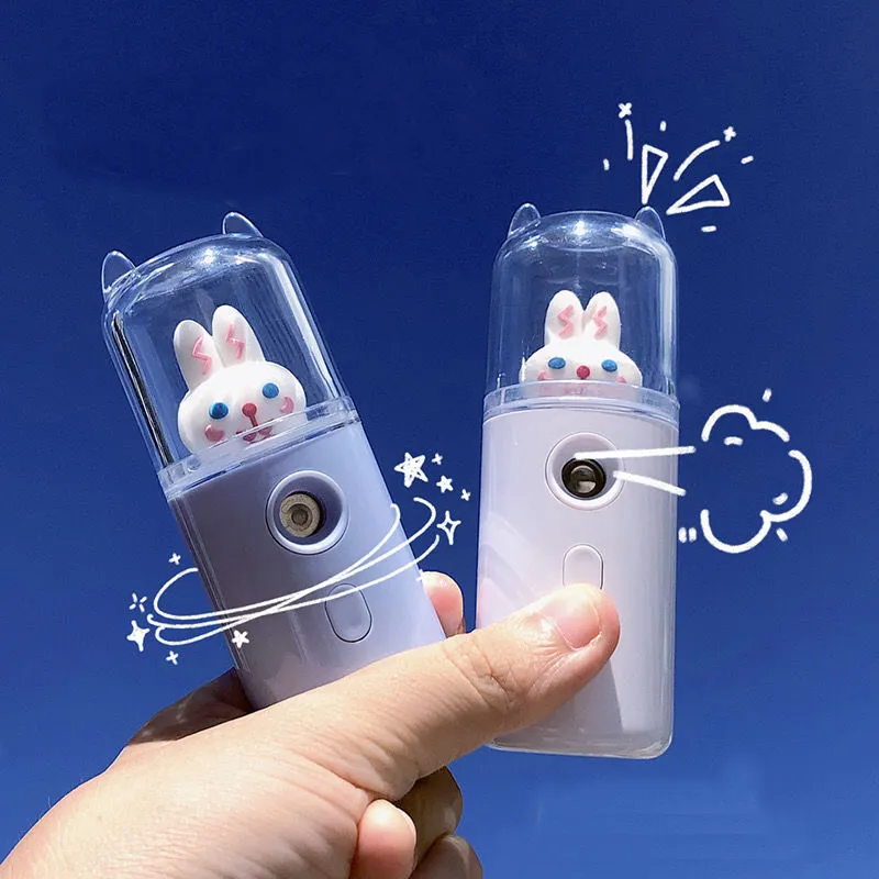 Rabbit Pattern Portable Mini Cool Mist Facial Steamer, Moisturizer and Hydration, USB Rechargeable Facial Humidifier Atomizer for Daily Skin Care big image 3