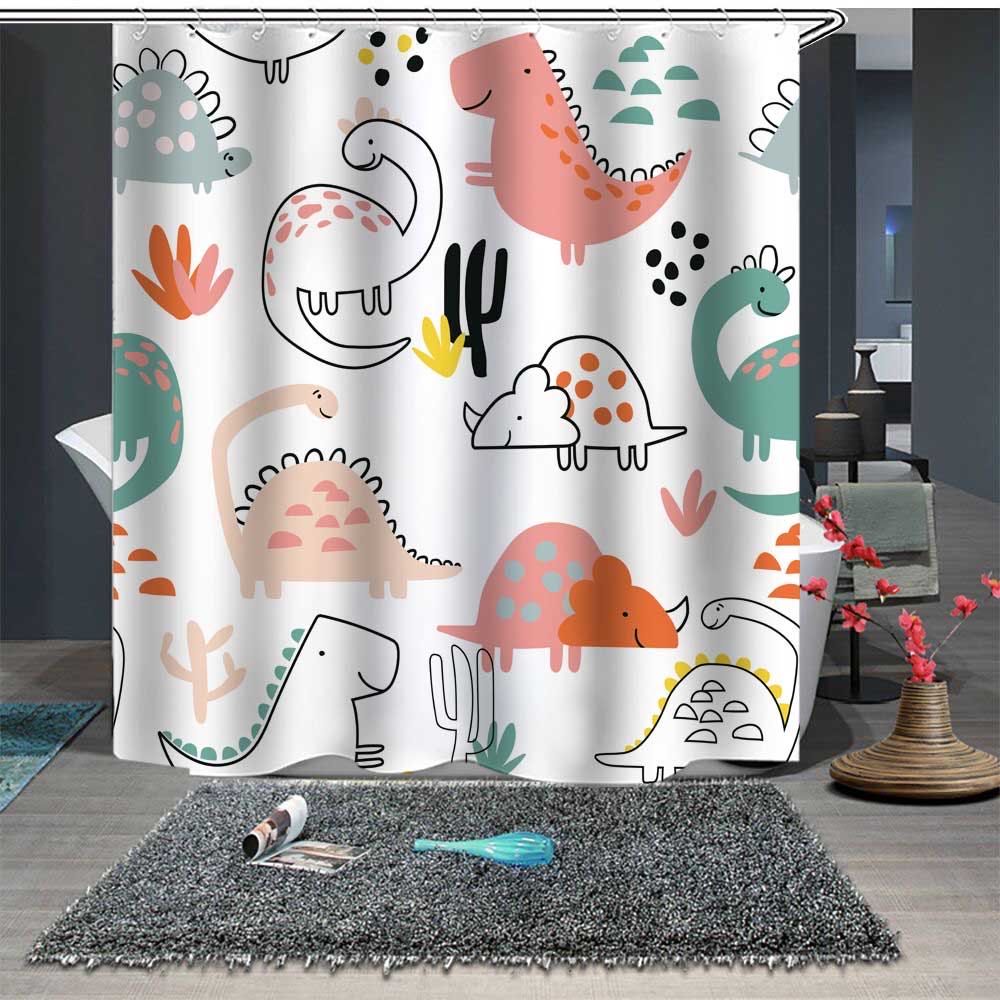 Funny Shower Curtain Kids Cartoon Animal Pets Playing Cute Shower Curtain 58.5*70.2''/70.2*70.2'' Inch Waterproof Polyester Fabric
