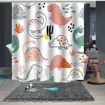 Funny Shower Curtain Kids Cartoon Animal Pets Playing Cute Shower Curtain 58.5*70.2''/70.2*70.2'' Inch Waterproof Polyester Fabric Color-B