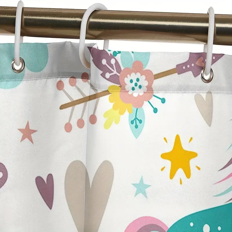 Funny Shower Curtain Kids Cartoon Animal Pets Playing Cute Shower Curtain 58.5*70.2''/70.2*70.2'' Inch Waterproof Polyester Fabric  big image 4