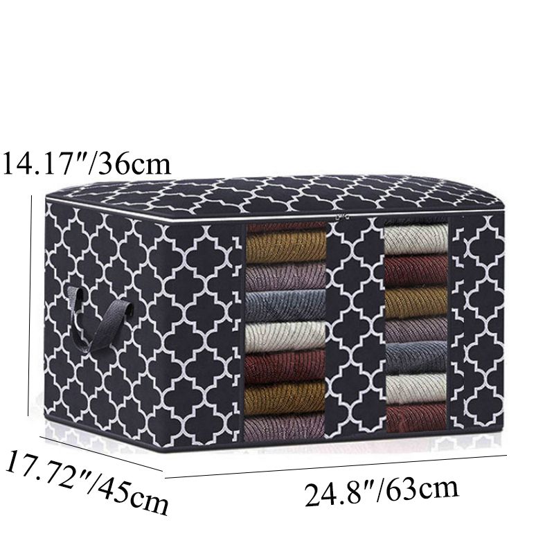 Foldable Organizer Storage Bags with Double Clear Window Carry Handles for Blanket Comforter Bedding