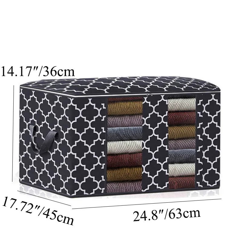 Sacos organizadores dobráveis de armazenamento com alças de transporte de janela dupla transparente para edredom de cama  big image 1