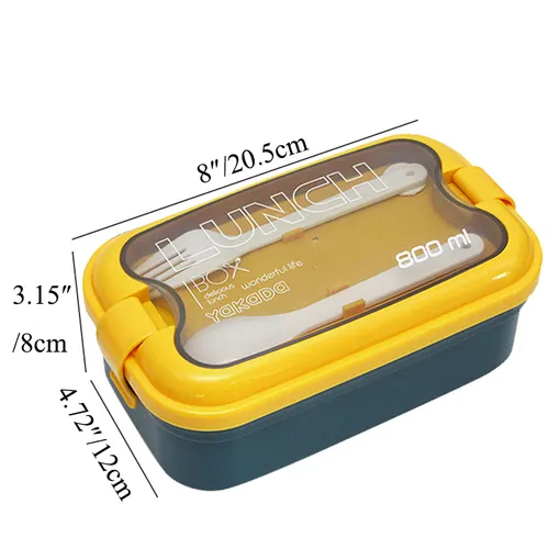 Bento-Lunchbox mit Löffel und Gabel, wiederverwendbarer Plastikbehälter zur Aufbewahrung von Lebensmitteln, Behälter für die Zubereitung von Mahlzeiten für Kinder und Erwachsene