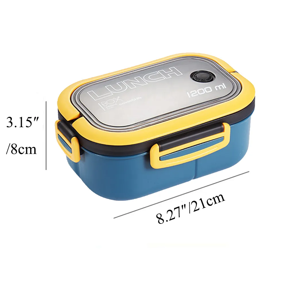 Double Layer Capacity Portable Compartment PP Lunch Box Blue