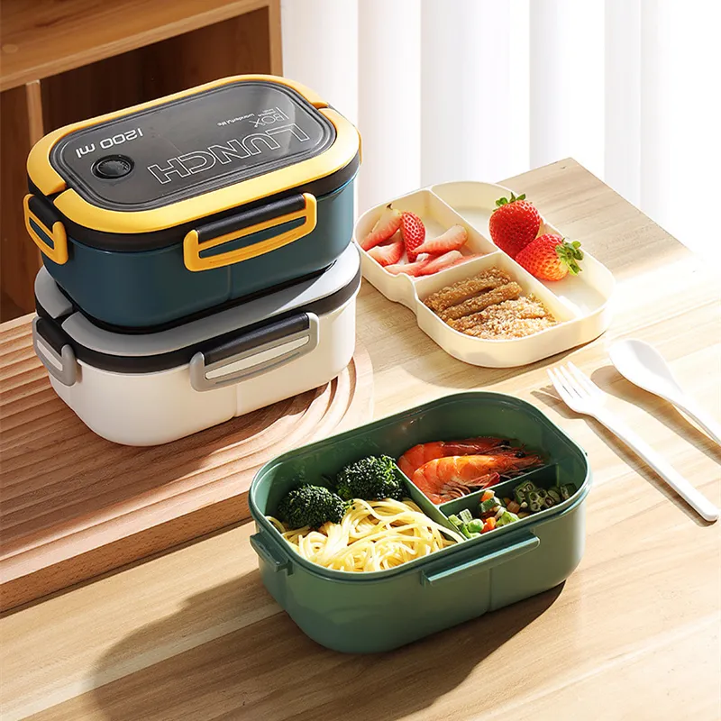 Double Layer Capacity Portable Compartment PP Lunch Box  image 4