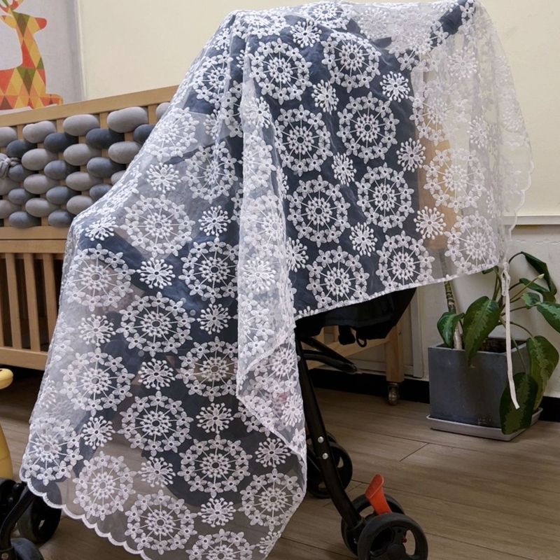 

Mosquito Net for Stroller, Embroidery Mesh Breathable Lace Baby Stroller Mosquito Net, Perfect Bug Net for Strollers