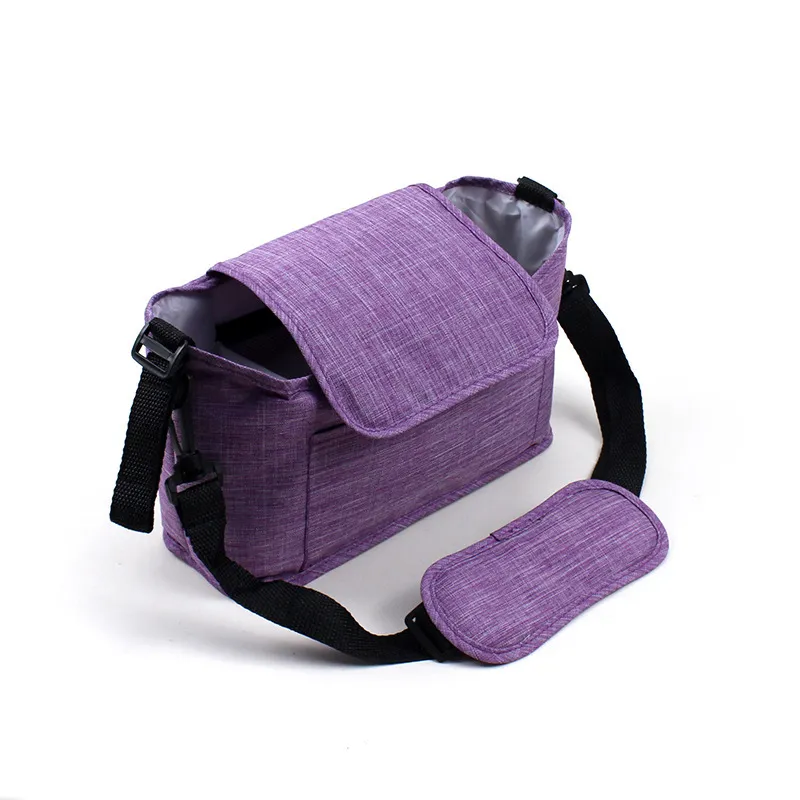 Baby Stroller Bag Portable Baby Umbrella Storage Bag Pocket Cup Holder Organizer Universal Stroller Accessory Purple
