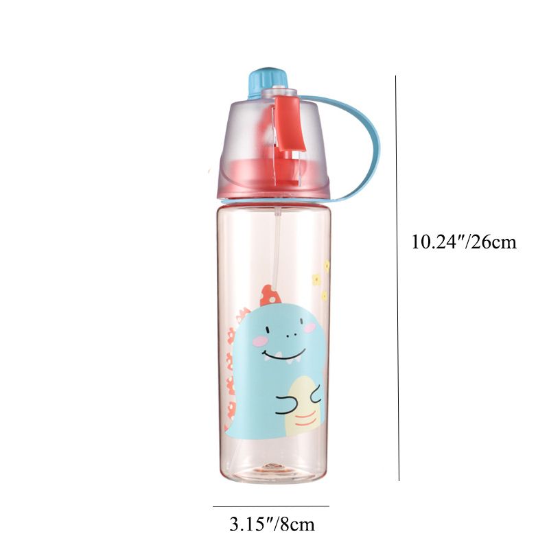 600ML/20.3oz Plastic Water Bottle, Spray Head Anti Leak Water Bottle For Both Outdoor Uses, Sports, School, Working